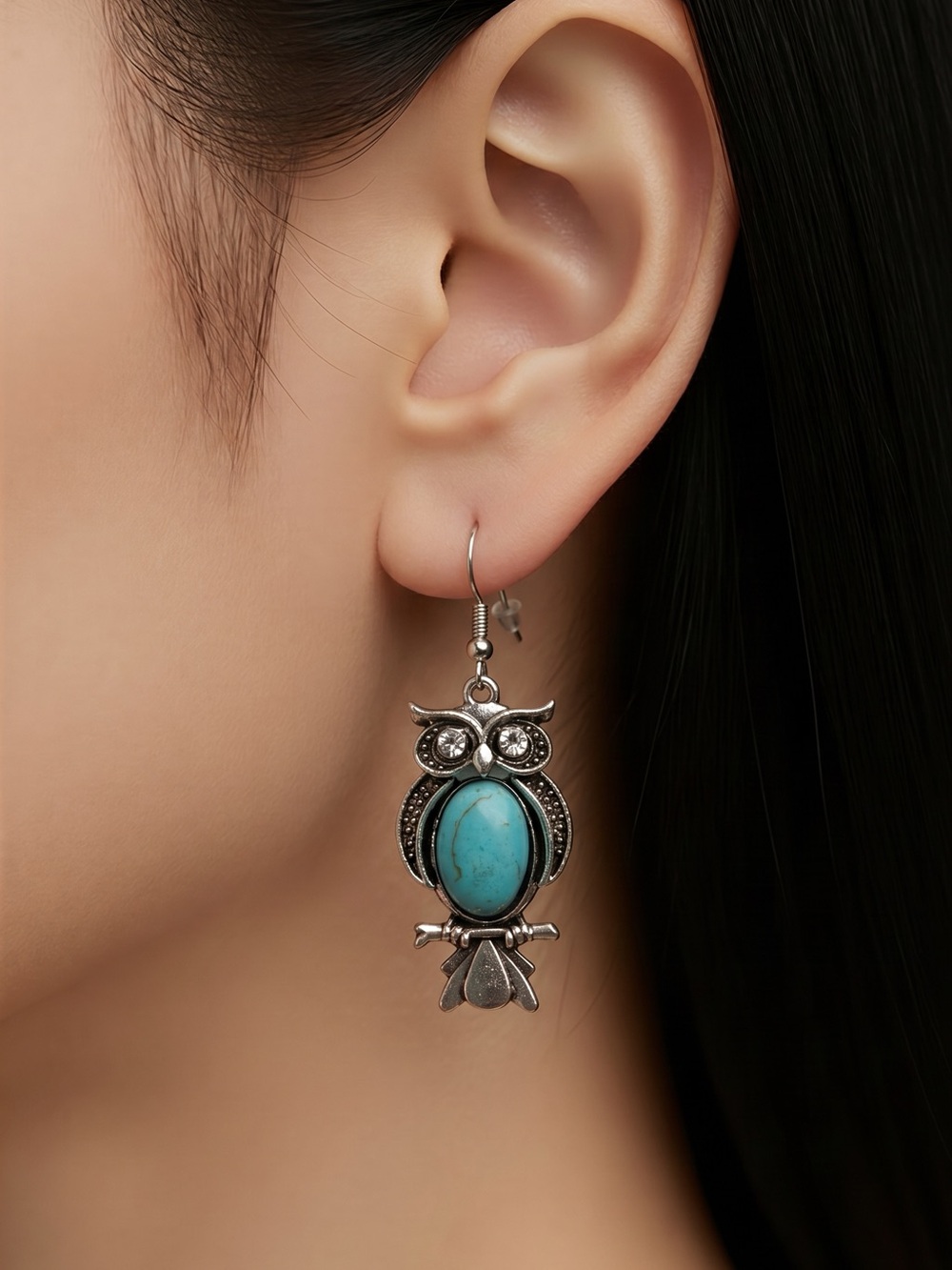 Vintage Inspired Owl Pierced Fish Hook Earrings New!